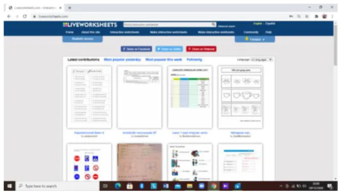 Gambar 1. Tampilan awal Live Worksheet 