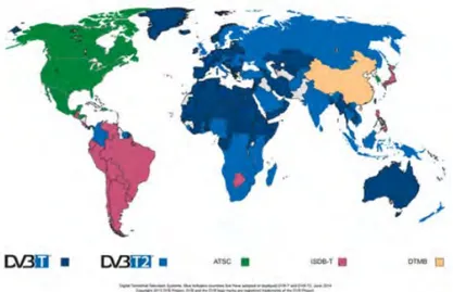 Gambar 2.3  Pemetaan Teknologi Televisi Digital Terestrial   Teknologi  yang  digunakan  di  Indonesia  menggunakan  teknologi 