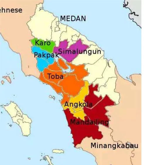 Gambar 2.1 Daerah asal Suku Batak 
