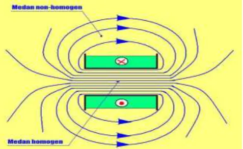 Gambar 2.1 Medan Magnet Homogen dan non-Homogen 