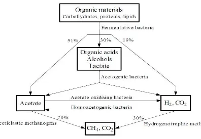 Gambar 2.1 Diagram Alir dari Proses Pembentukan Biogas [35] 