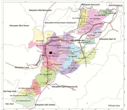 Fig. 1. Research area (Pemerintah Kabupaten Muara Enim, 2012). 