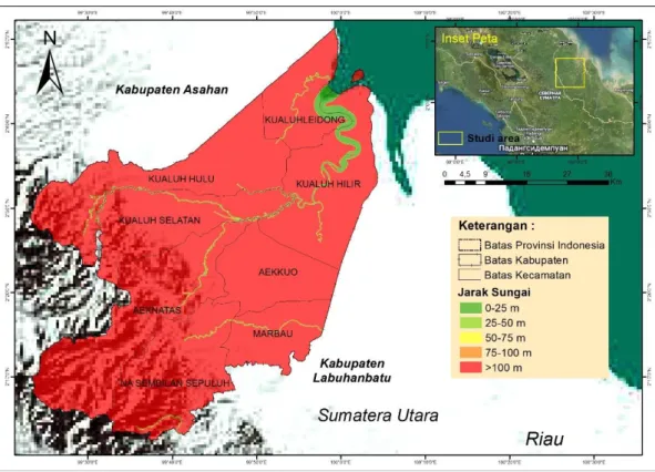Gambar 8. Peta Buffer Sungai Kabupaten Labuhanbatu Utara Tahun 2019 