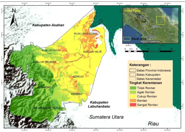 Gambar 10. Peta Kerentanan Banjir Kabupaten Labuhanbatu Utara Tahun 2000. 