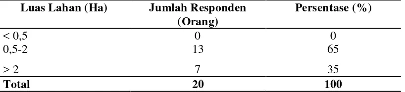Tabel  9. Jumlah Petani Jagung Responden Berdasarkan Kriteria Luasan Lahan 