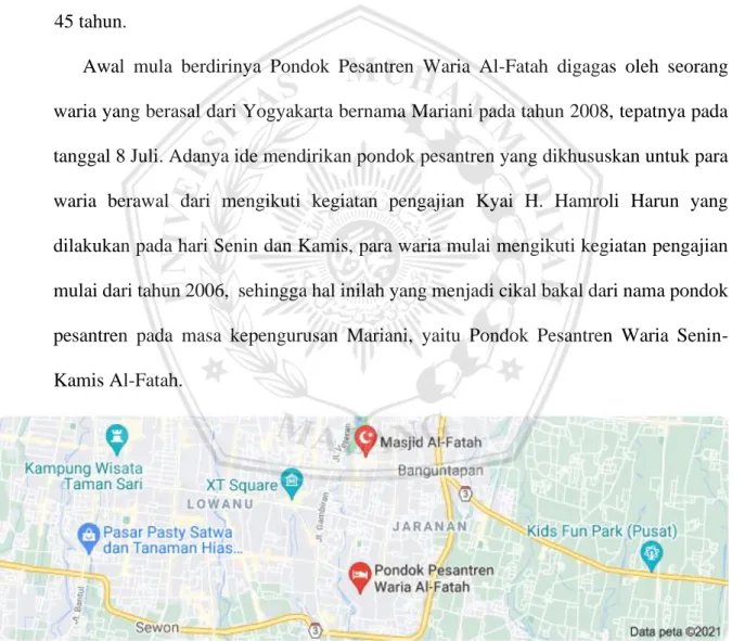 Gambar 1. 4 Peta lokasi Pondok Pesantren Waria Al-Fatah Yogyakarta 