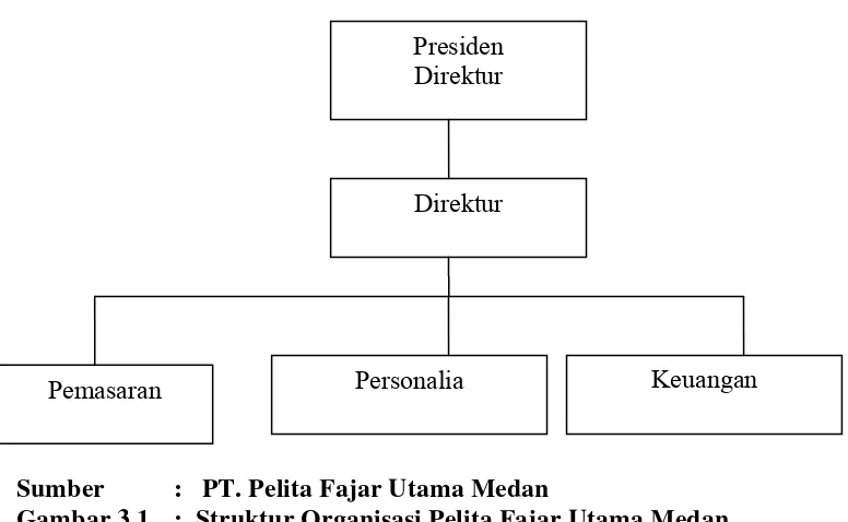 Gambar 3.1 :  Struktur Organisasi Pelita Fajar Utama Medan 