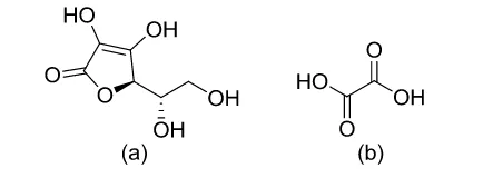 Gambar 3 Struktur (a) asam askorbat dan (b) asam oksalat 