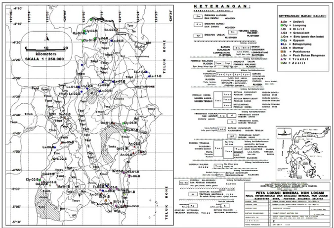Gambar 2. Peta Lokasi Mineral Non Logam Kabupaten Bone, Sulawesi Selatan. 