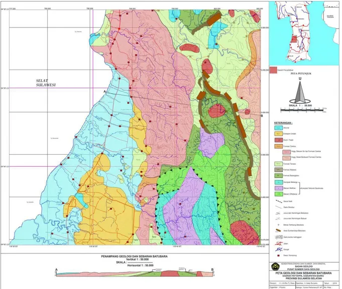 Gambar 3. Peta Geologi dan Sebaran Batubara Daerah Pattapa dan Sekitarnya.  