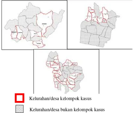 Gambar 2. Peta Lokasi 3 Kecamatan Endemik TB di Kabupaten Kebumen. 