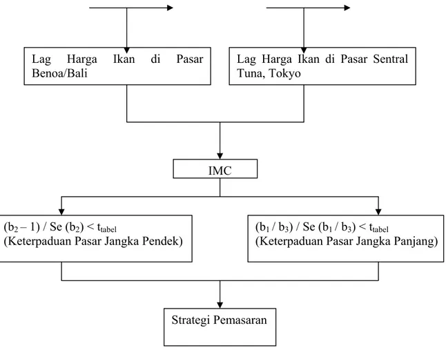 Gambar 1.  Kerangka Konsep Penelitian Keterpaduan Pasar Ikan Tuna Segar  Benoa/ Bali dan Pasar Sentral Tuna Tokyo/ Jepang 