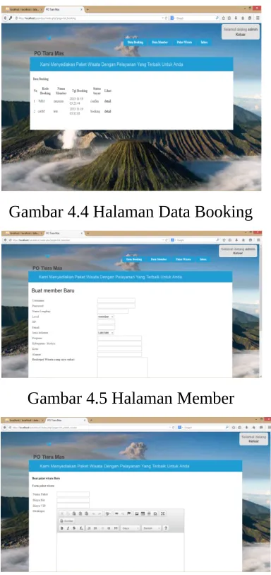 Gambar 4.4 Halaman Data Booking