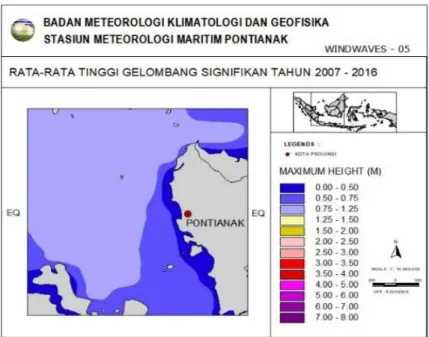 Gambar 9. Peta Rata-Rata Tinggi Gelombang Signifikan Tahun 2007 - 2016  3.2  Tinggi Gelombang Laut 