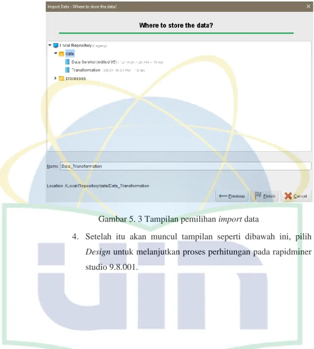 Gambar 5. 3 Tampilan pemilihan import data 