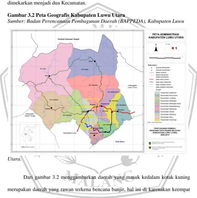 Gambar 3.2 Peta Geografis Kabupaten Luwu Utara 