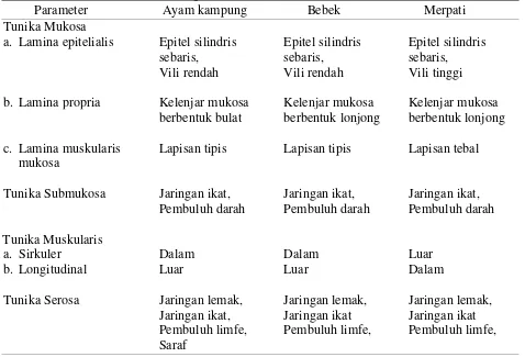 Tabel 1. Gambaran Struktur Histologi Proventrikulus 