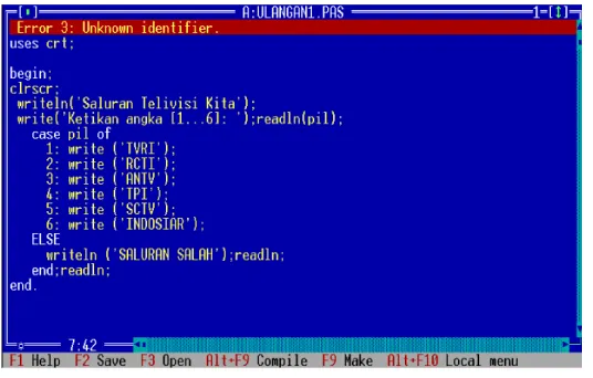 Gambar 3.1 Pesan Kesalahan pada Turbo Pascal 