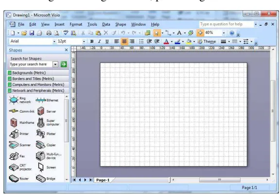 Gambar 5.7 Tampilan Utama Microsoft Visio 