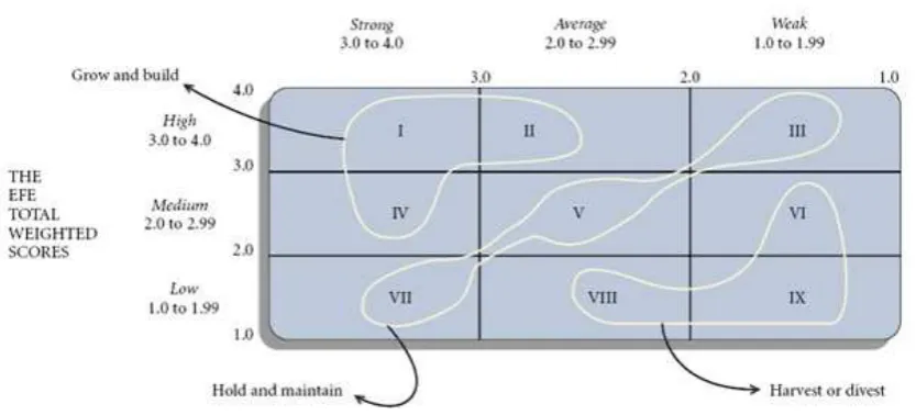 Gambar 2.2. Internal-External Matrix (David dan David, 2015) 