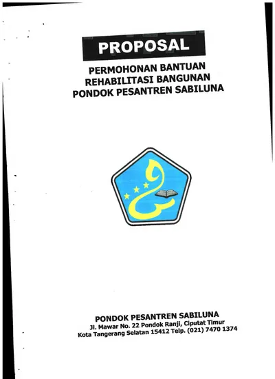 PROPOSAL PERMOHONAN BANTUAN REHABILITASI BANGUNAN PONDOK PESANTREN SABILUNA