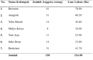 Tabel 4.  Kelompok Tani Desa Kwala Begumit Tahun 2010 