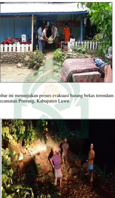 Gambar 13. Gambar ini menunjukan proses evakuasi barang bekas terendam banjir   di Kecamatan Ponrang, Kabupaten Luwu