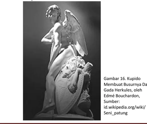 Gambar 16. Kupido  Membuat Busurnya Dari  Gada Herkules, oleh  Edmé Bouchardon,  Sumber: 