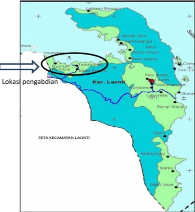 Gambar 1. Lokasi pengabdian pada masyarakat di Desa Tambolosu dan Rumbi-Rumbia Lokasi pengabdian 