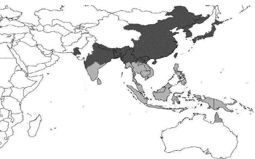 Gambar 2.2 Distribusi Global Negara Infeksi Japanese  encephalitis 