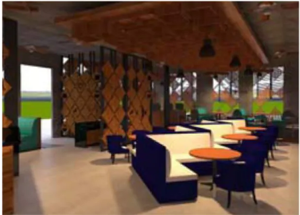 Gambar 5.   Zigzag chair ­ outdoor restaurant dan wall  art ­ indoor restaurant 