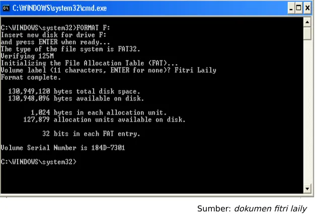 Gambar 2.14 Contoh Penggunaan Perintah FORMAT