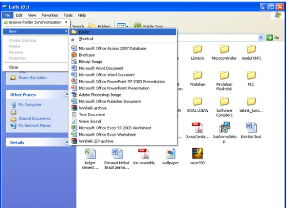 Gambar 3.8 Langkah-langkah Membuat Folder di Harddisk