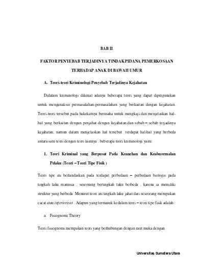 BAB II FAKTOR PENYEBAB TERJADINYA TINDAK PIDANA PEMERKOSAAN TERHADAP ...