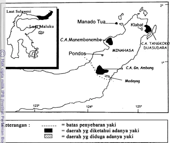 Gambar  4  Daerah penyebaran yaki di Sulawesi Utara (Lee  1997). 