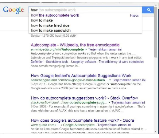 Gambar 2.1 Autocomplete pada Google Search 