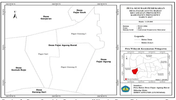 Gambar 2.  Peta  Sesudah  Pemekaran  Wilayah  Desa  Fajar  Agung  Barat  Kecamatan Pringsewu Kabupaten Pringsewu Tahun 2017 