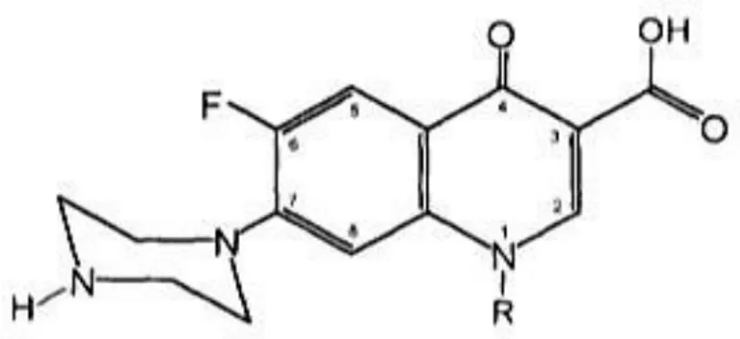 Gambar 2.3 Struktur Kimia Siprofloksasin (Redha, 2010) 