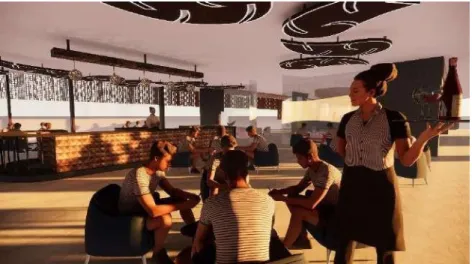 Gambar 3. 5 Perpektif Lounge  Sumber: Data Pribadi 