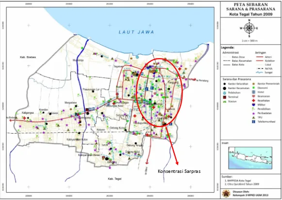 Gambar. 2 Peta Sebaran Sarana dan Prasarana di Kota Tegal