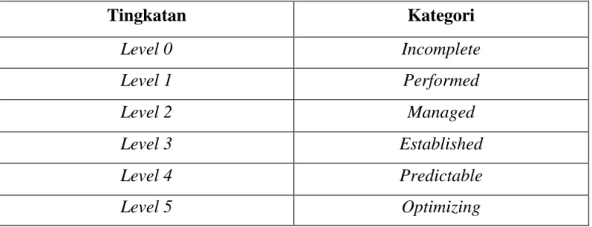 Tabel 3.3 Tingkatan capability level 