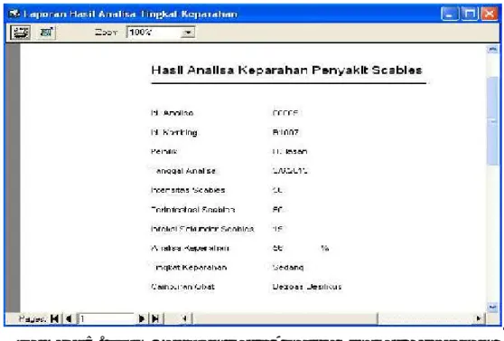 Gambar 5. Form Laporan Hasil Analisa Tingkat Keparahan 