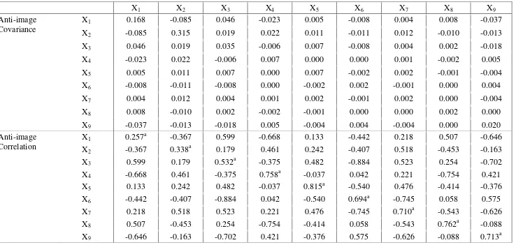 Tabel Anti-image Matrices Untuk Data PDRB ADHK 