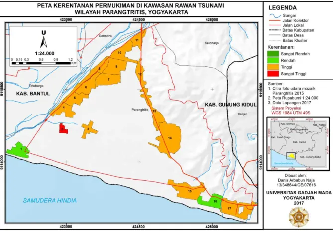 Gambar 7. Kerentanan Permukiman Di Kawasan Rawan Tsunami Parangtritis   (Sumber: Analisis Data, 2017) 
