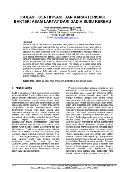 Isolasi Identifikasi Dan Karakterisasi Bakteri Asam Laktat Dari Dadih Susu Kerbau 2930