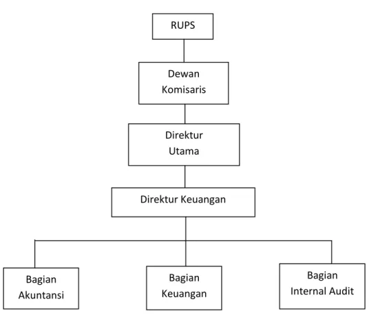Gambar 2.1 Bagian internal auditor berada dibawah direktur keuangan  Sumber : Agoes Sukrisno (2004 : 243) 