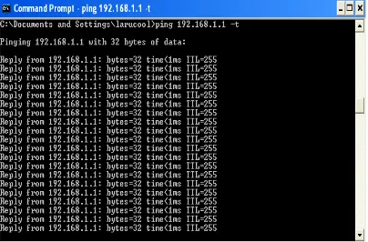 Gambar 4.1 Hasil Percobaan PING di Klien menuju server( Pass) 