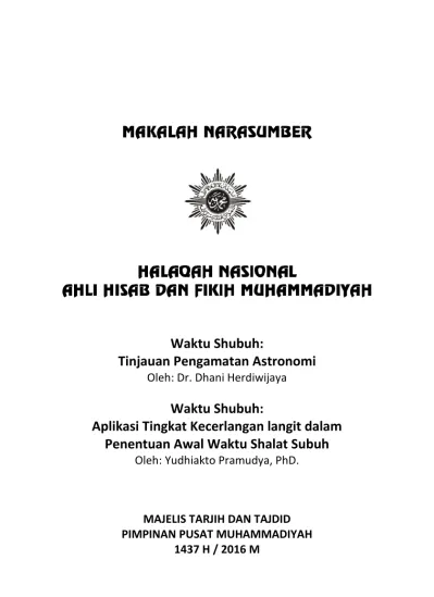 Waktu Shubuh: Aplikasi Tingkat Kecerlangan Langit Dalam Penentuan Awal ...