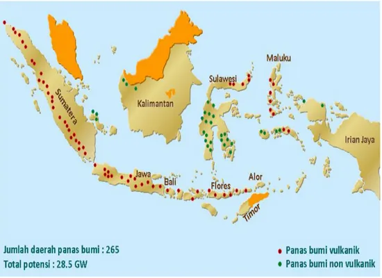 Gambar 2: Distribusi lokasi daerah panas bumi di Indonesia  