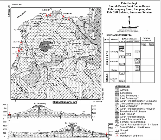 Gambar 2.1 Peta Geologi daerah Danau Ranau 
